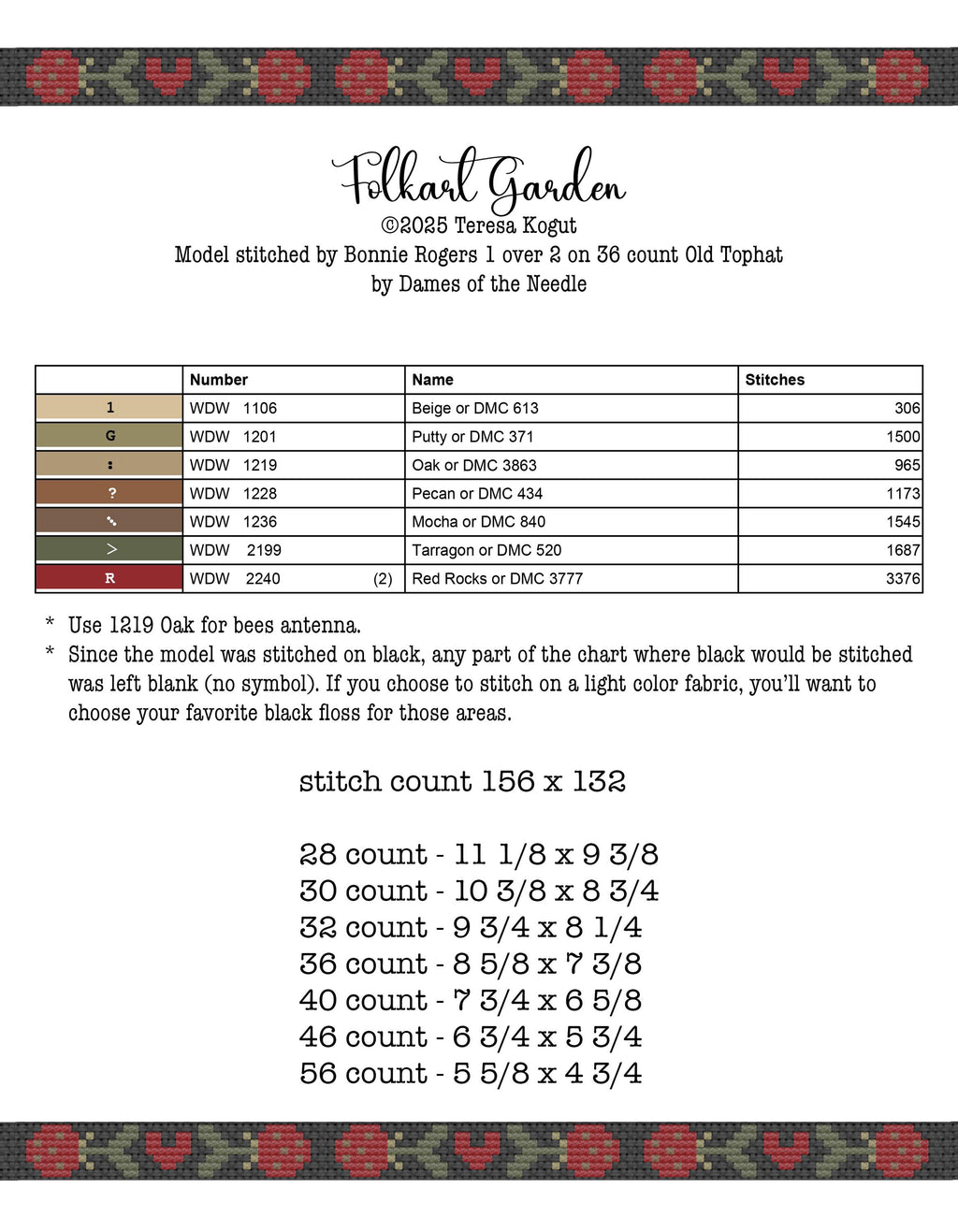 XS359 Folkart Garden Cross Stitch Booklet