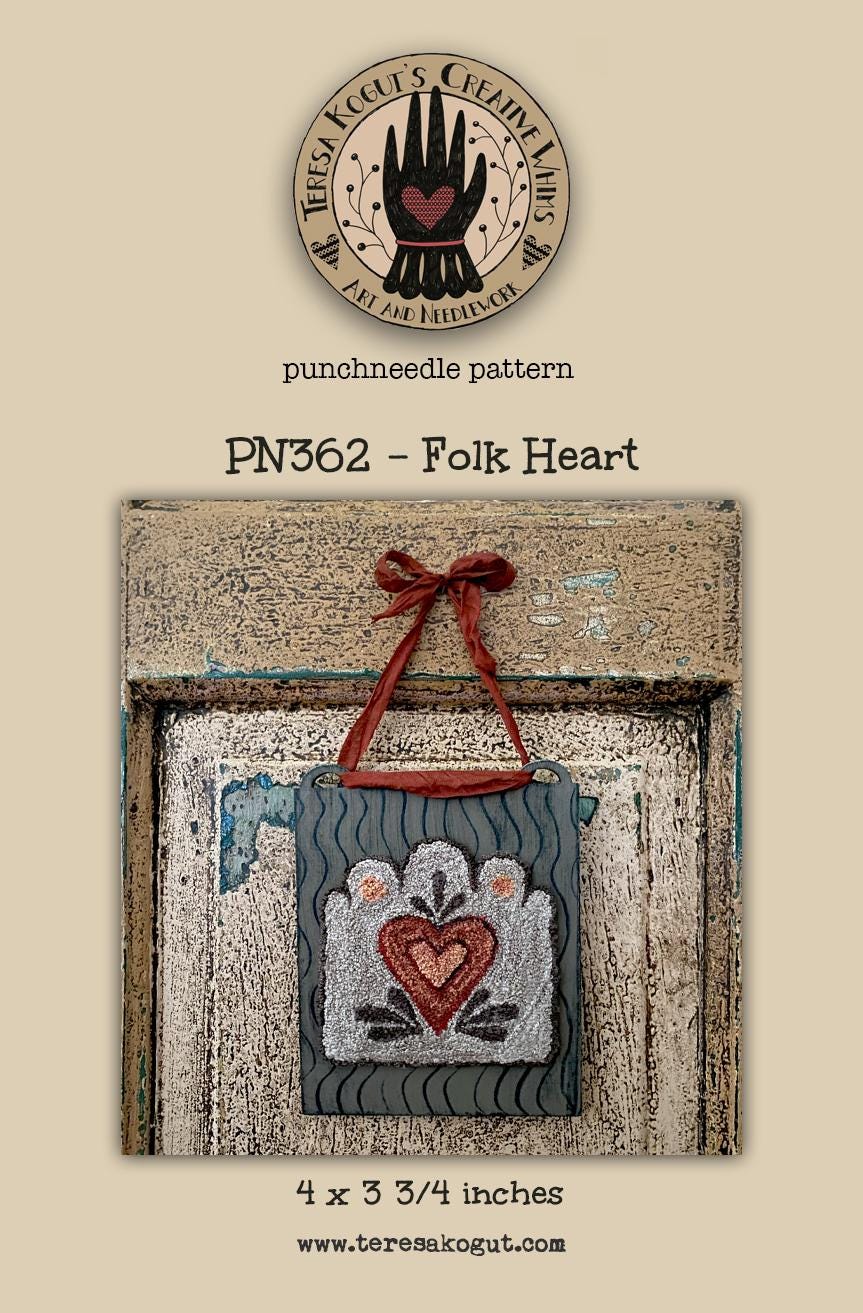 PN362 Folk Heart Punchneedle Pattern