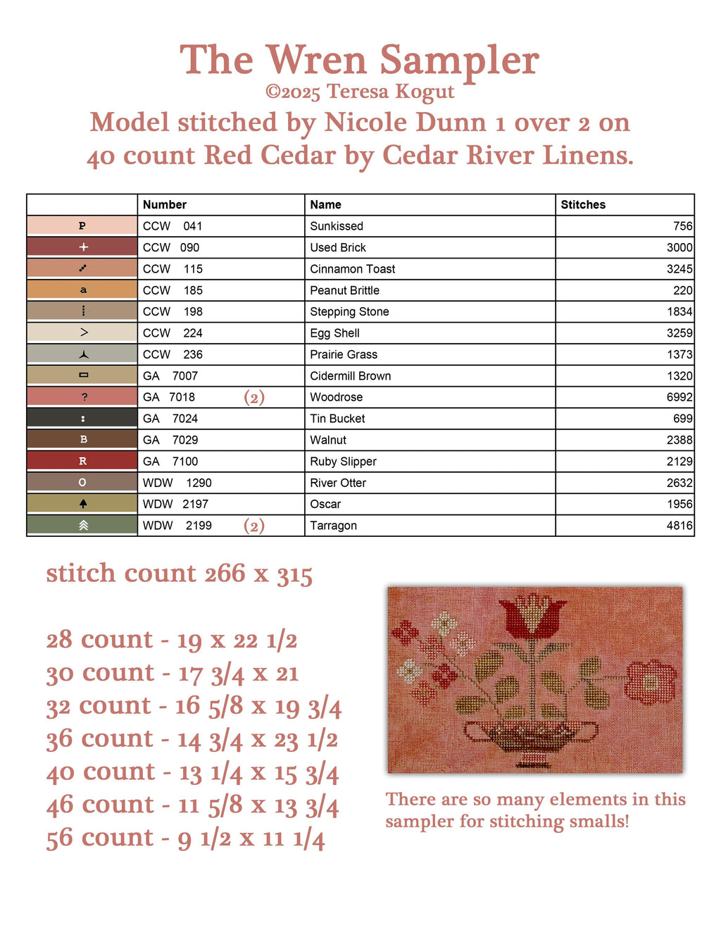 XS4024 Wren Sampler Cross Stitch Booklet