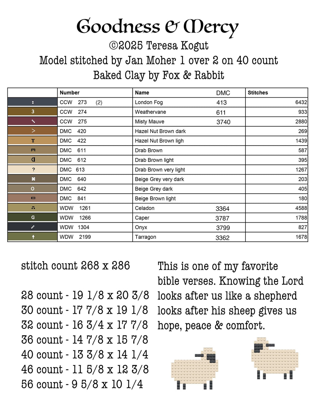 Goodness & Mercy Cross Stitch Booklet