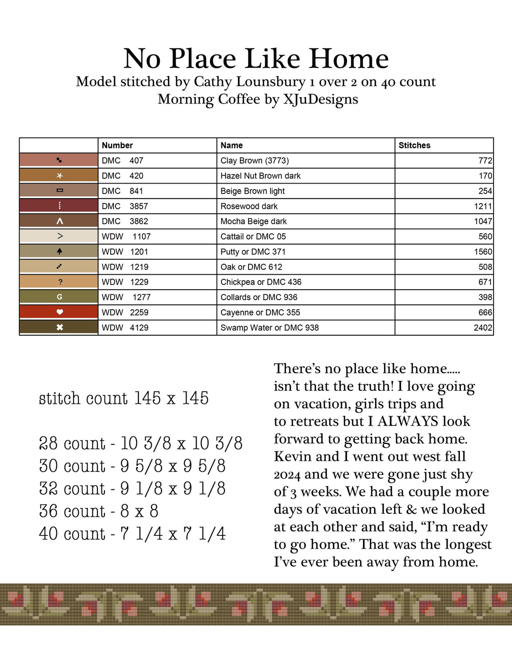 No Place Like Home Cross Stitch Sampler Booklet