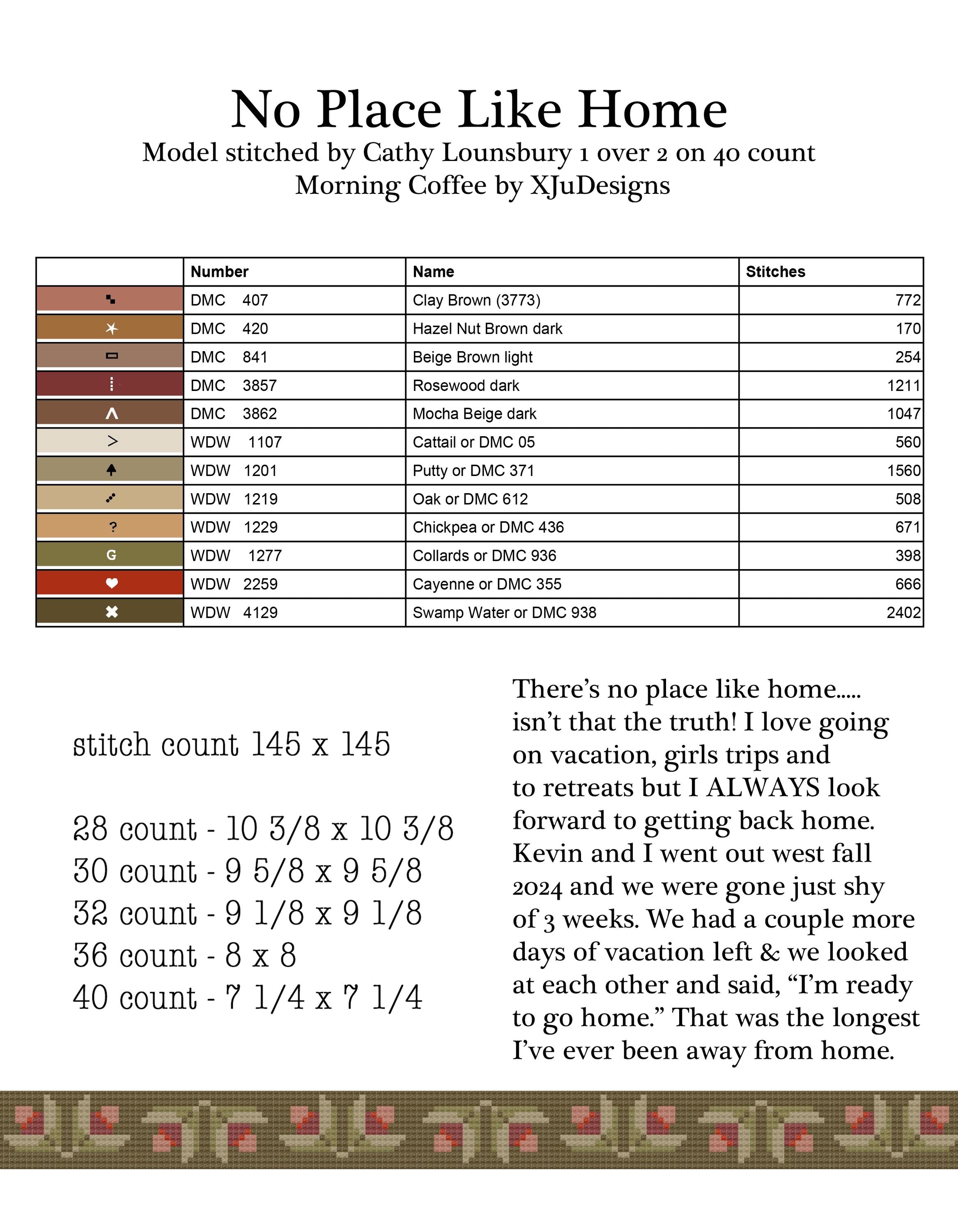 No Place Like Home Cross Stitch Sampler Booklet