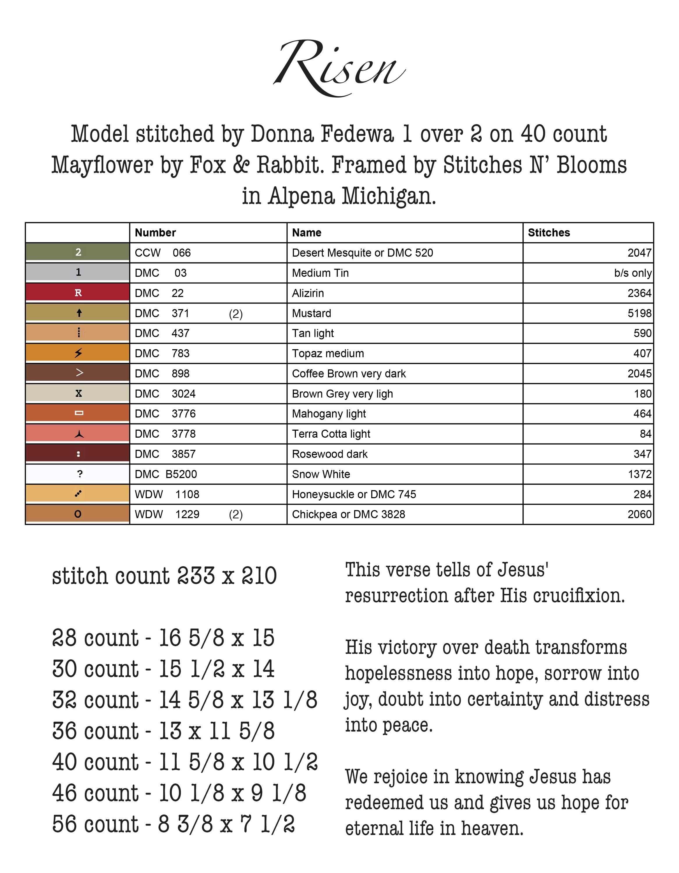 Risen Cross Stitch Sampler Booklet