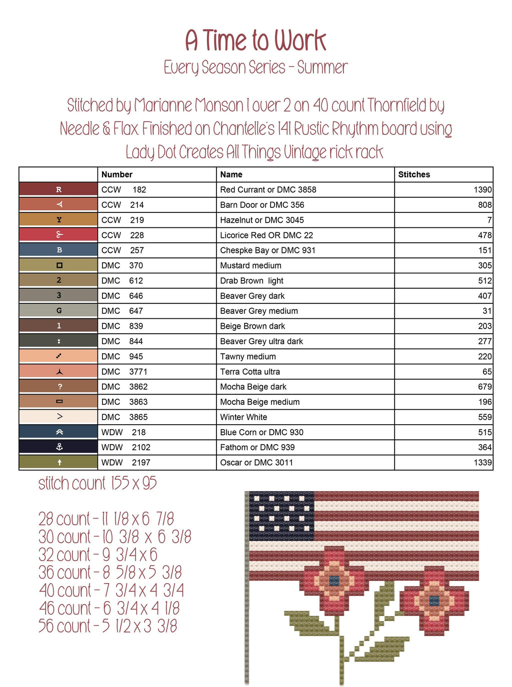 XS365 A Time to Work Cross Stitch Booklet