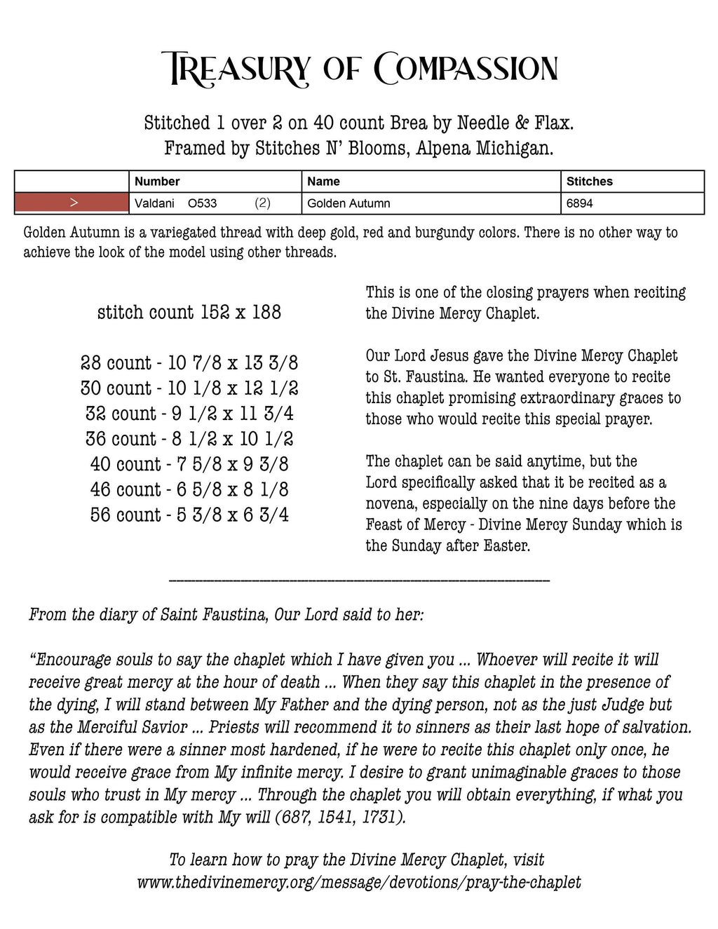 Treasury of Compassion Cross Stitch Sampler Booklet