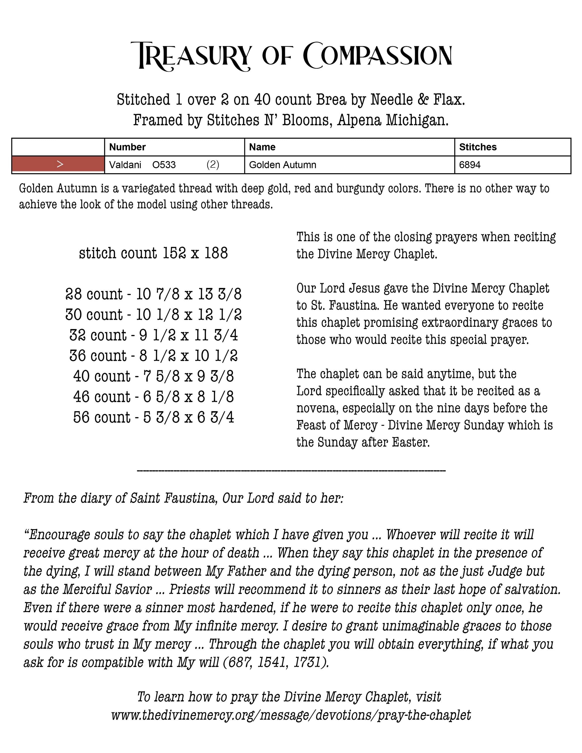 Treasury of Compassion Cross Stitch Sampler Booklet