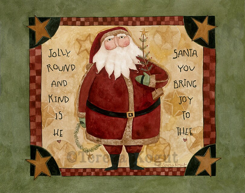 Home Decor Print | Santa | Christmas art | print | Teresa Kogut Art | Jolly Round and Kind