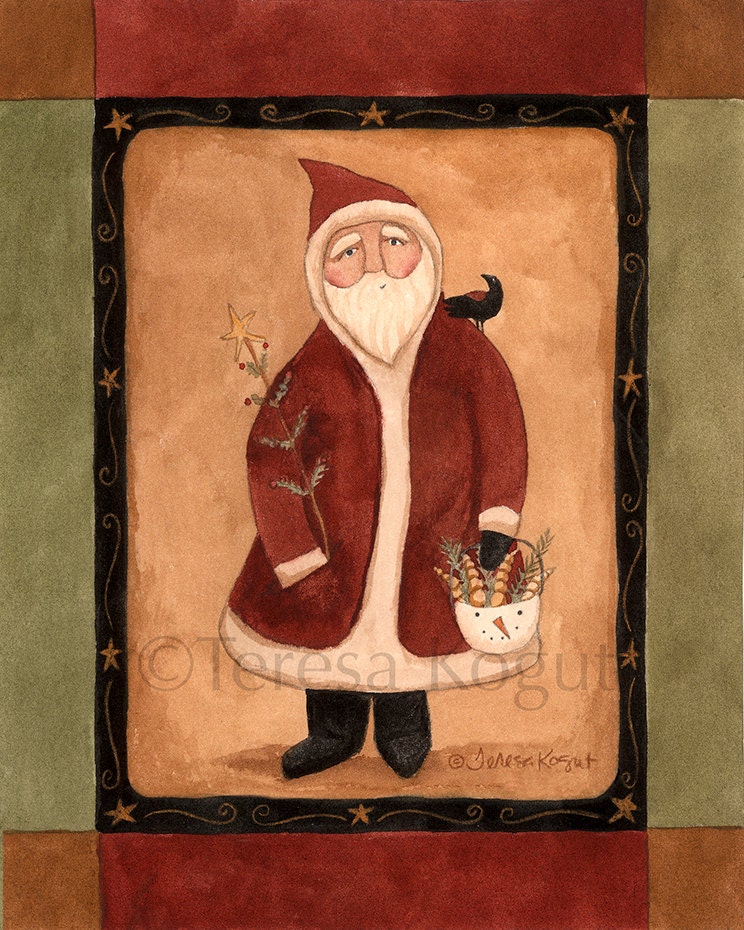 Santa with Bucket art print