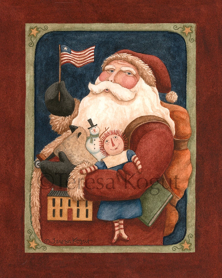 St Nick with Toys art print