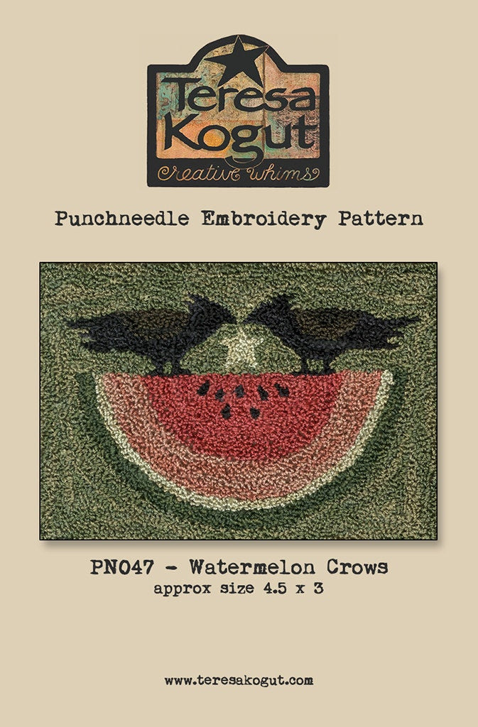 PN047 Watermelon Crows Punchneedle Pattern