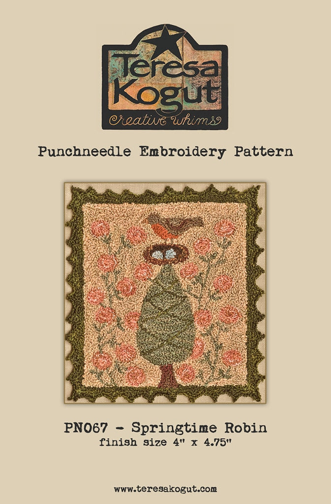 PN067 Springtime Robin Punchneedle Pattern