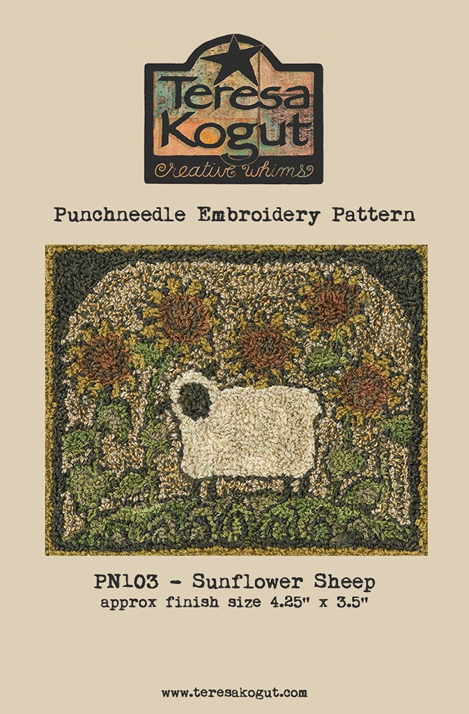 PN103 Sunflower Sheep Punchneedle Pattern